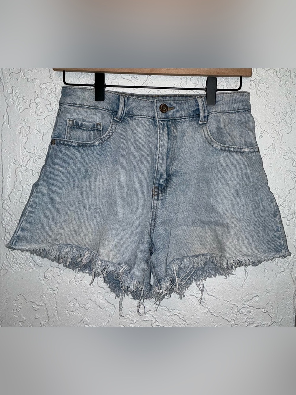 Sincerely Jules Light Blue Frayed Hem Denim Shorts
